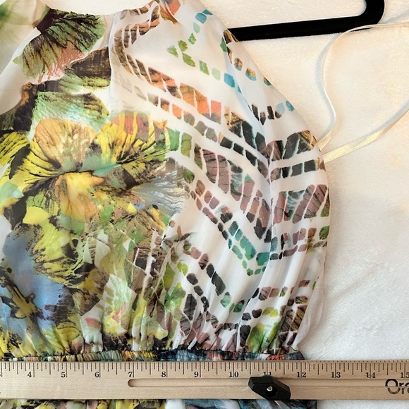 RHYME Abstract Modern Print Lined Halter Maxi Dress S unique tropical geometric - Picture 7 of 9